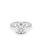 White Gold Hidden Halo Pave Round Shape Diamond Engagement Ring With U cut setting
